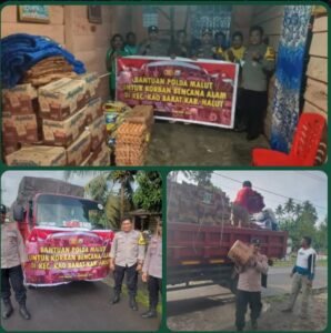 Kapolsek Kao Salurkan Bantuan Polda Malut untuk Korban Banjir di Kao Barat
