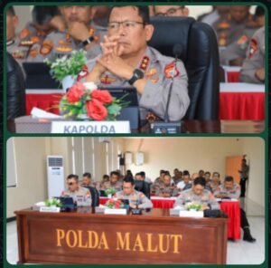 Kapolda Malut Ikuti Anev Wakapolri, Tekankan Disiplin Personel dan Penguatan Kamtibmas Jelang Idul Fitri