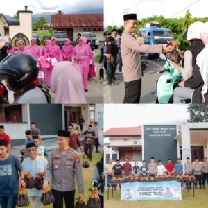 Polres Halmahera Selatan Bersama Wartawan dan Komunitas Penulis Berbagi Takjil Di Bacan Selatan