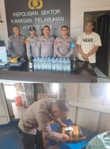 Polisi Amankan 21 Botol Miras Tanpa Pemilik di KM Al Sudais 21 di Pelabuhan Ahmad Yani Ternate